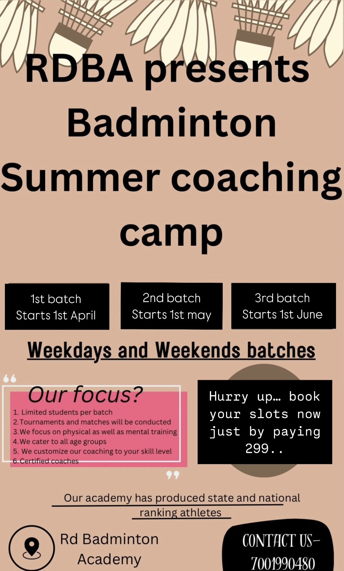 RD Badminton Academy Poster